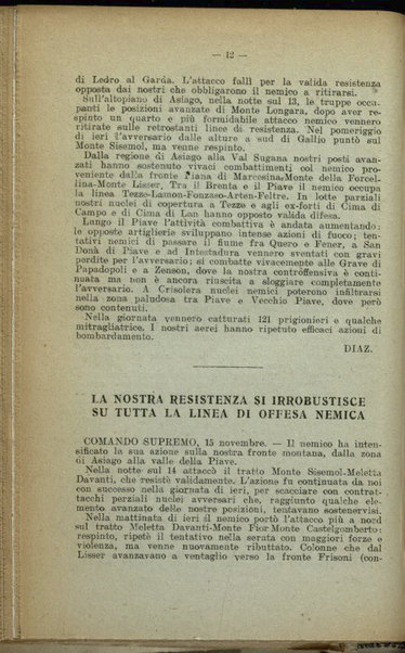 Il diario della nostra guerra : bollettini ufficiali dell'esercito e della marina